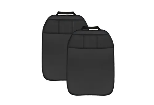 L & P Car Design Auto-Rückenlehnentasche Rückenlehnenschutz Sitzschoner Kunstleder in schwarz Kinder (2 Stück), mit 3 Taschen