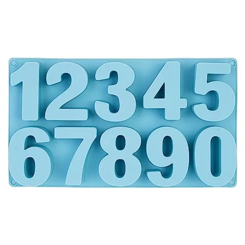 Seifenprofis Zahlen 0-9 Groß(5,6cm Zahlen) 3D-Zahlenform, Silikonform, Seifenform, Backform, Schokoladenform, Beton, Kuchen, 22,5 * 12,8 * 2.6CM