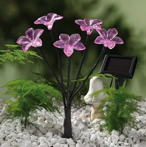 hellum LED solar Blumen mit 5 LED, Solarlampen für außen mit Blume, Blume solar mit Erdspieß, Solarlicht als Garten Licht, Solarbeleuchtung für außen 350135