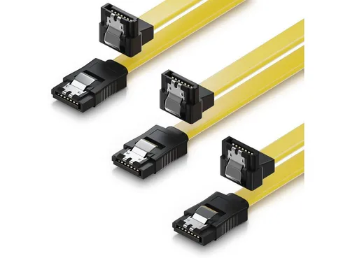 deleyCON 3x deleyCON 0,5m S-ATA 3 Datenkabel mit Clip in gelb von deleyCON