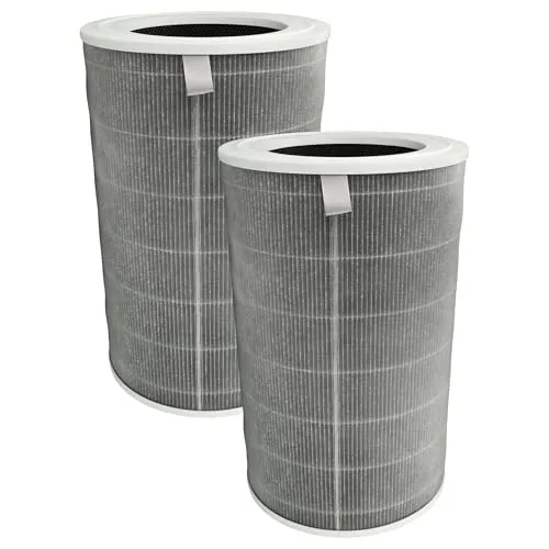vhbw 2x Aktivkohlefilter kompatibel mit Xiaomi Smart Air Purifier 4 Pro Luftreiniger - H12 Luftfilter Grau Weiß