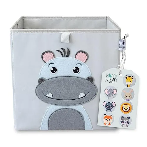 wonneklein Aufbewahrungsbox Kinder für Kallax Regal I Einsatz Kinderregal I Faltbox 33x33x33 Kinderzimmer I Boxen Spielzeug Aufbewahrung I Spielzeugkiste Hansi Hippo