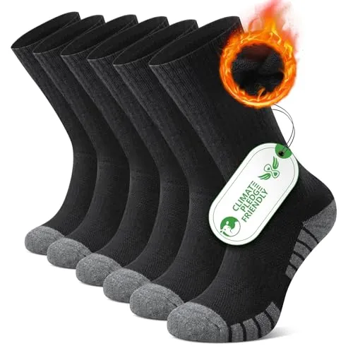 FALARY Wandersocken Herren 43-46 Merino Socken Damen Thermo Outdoor Socken Trekkingsocken 50% Merinowolle Sportsocken Laufsocken Warme Wintersocken Gepolstert Atmungsaktiv Anti-Blasen Schwarz 3 Paar