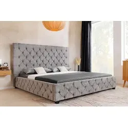 riess-ambiente Boxbett PARIS 180x200 cm in grau Bouclé Chesterfield - Elegantes Boxbett mit hoher Rückenlehne und hochwertigem Boucléstoff. Ideal für stilvolle Schlafzimmergestaltung und maximalen Komfort. Für erholsame Nächte und einladende Atmosphäre.