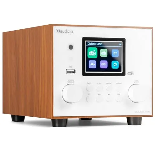 Audizio Vieste DAB Radio mit Bluetooth - DAB+ Radio mit 60 Watt Lautsprechern für beeindruckenden Sound, Bluetooth für kabelloses Streaming und Doppel-Weckerfunktion - perfekt für Küche oder Schlafzimmer.