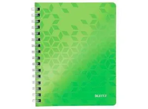 Collegeblock Leitz WOW, DIN A5, 80 karierte Blatt, Klarsicht-Tasche, FSC®-zertifiziert, grün