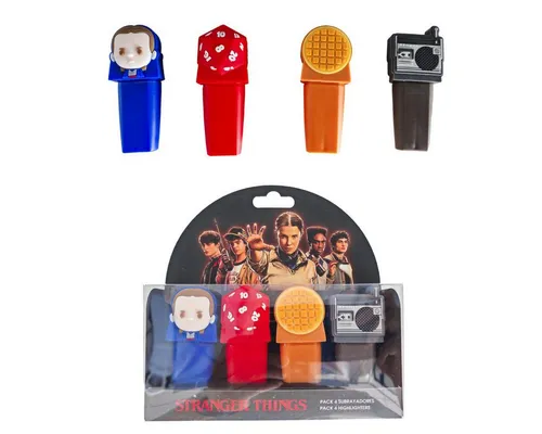 Stranger things Marker Textmarker Set 4er Pack für Schule und Büro, (4-tlg)