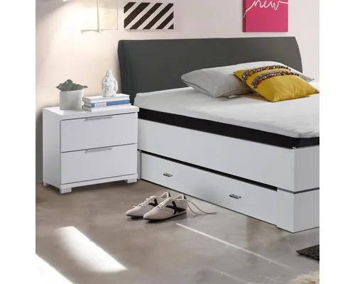 Moderner Universal Nachttisch in Weiß mit 2 Schubladen - Nachttisch in modernem Design, bietet viel Stauraum und ist leicht zu montieren – perfekt für Ihr Schlafzimmer!