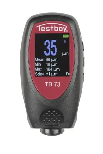 Testboy 73 Schichtdickenmessgerät (hochpräzises Messinstrument, für isolierende Schichten, auf allen metallischen Untergründen, mit fortschrittlicher Kombisonde-Technologie), Schwarz/Rot