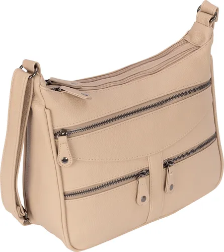 Damen Tasche Schultertasche Umhängetasche Leder Optik Handtasche TAUPE (NB-3109)