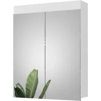 Vicco Badezimmerspiegelschrank Luna, Weiß, 60 x 77 cm - Spiegelschränke mit 2 Spiegeltüren und 3 Einlegeböden für optimalen Stauraum. Ideal für moderne Badezimmer und Teil einer perfekt abgestimmten Kollektion.