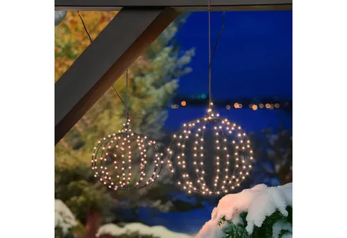 esotec LED Solarleuchte XL Weihnachtskugeln Ø30+25cm 1800K Weihnachtsdeko Garten aussen 103427