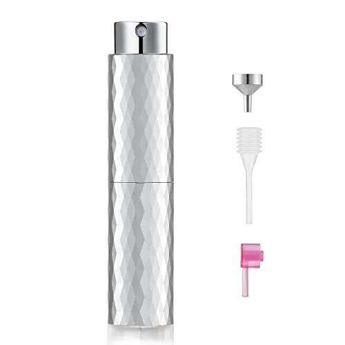 Toureal 8ml Aluminium Parfüm Zerstäuber Nachfüllbar Leer, Reise Parfümzerstäuber für Damen und Herren, Reisezerstäuber Flasche für unterwegs (Silber)