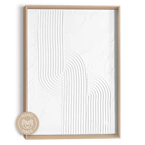 Bild KNOT - weiß - 30x40 cm - Sonstige Wanddekoration mit handgefertigtem skandinavischen Minimalismus, 3D-Textur in Gips und Holzrahmen für einen besonderen Blickfang in jedem Raum.