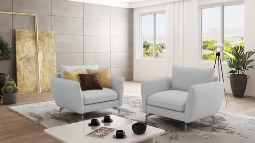 S-Style Möbel Sessel Benita mit Silber Metall Füßen in silber von S-Style Möbel