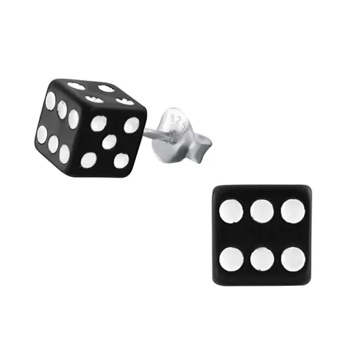 Würfel Ohrringe 925 Silber - Kinder Mädchen Damen Ohrstecker Witzig Schmuck