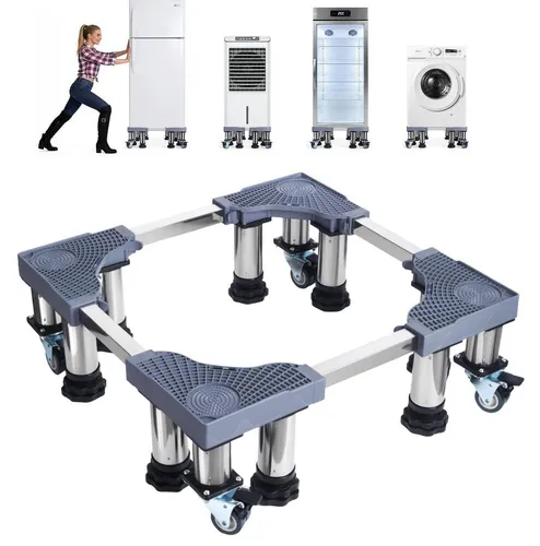 Verstellbares Waschmaschinen Untergestell mit Rollen, 42-65cm, grau, 200kg Traglast