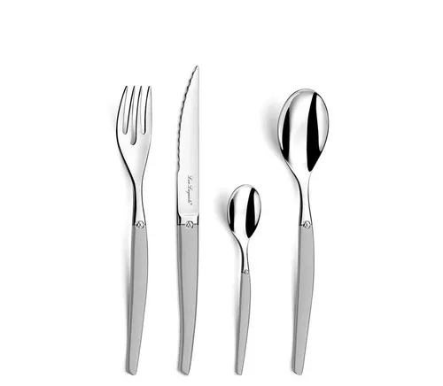 Lou Laguiole Besteck-Set JET (24-tlg) für 6 Personen - Elegantes 24-teiliges Besteckset aus mattiertem Edelstahl 18/0, ideal für besondere Anlässe und tägliche Nutzung.