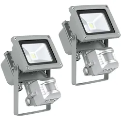 Außen Wandleuchte mit Bewegungsmelder 2er Set, LED 10W 790Lm, Alu Glas klar