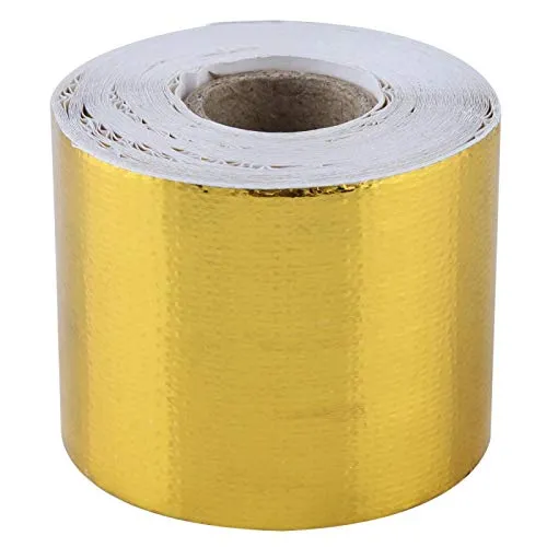 Produktbild Kuuleyn 10M*5cm hitzeschutzfolie selbstklebend gold,Wärmeisolationsband, spezielles Aluminiumfolienband für Auspuffrohre von Automotoren, reflektierendes Wärmeisolationswickelband