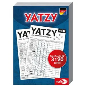 Noris Spielblock 606194305, Yatzy, ab 6 Jahre, 10,2 x 14,4cm, 195 Blatt