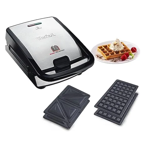 Tefal SW852D Snack Collection - Multifunktionales Waffeleisen mit austauschbaren Platten für Sandwiches und Waffeln, spülmaschinengeeignet und ideal für kreative Snacks zu Hause.