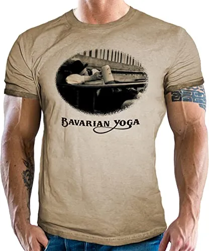 Bavarian Yoga Trachten T-Shirt in beige von RAHMENLOS