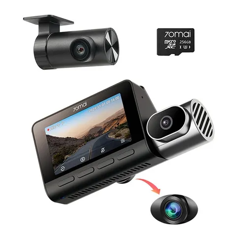 70mai T800-2 Dashcam 4K + 1080P - Dreikanalaufnahme für vollständige Sicherheit - Dashcam mit 3-Kanal-Aufnahme (4K vorne, 1080P hinten, 1080P innen), Super Nachtsicht, G-Sensor und GPS für umfassenden Schutz und klare Aufnahmen bei Tag und Nacht.