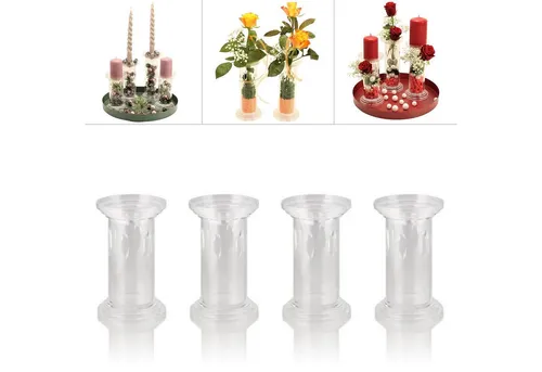 Online-Fuchs Kerzenhalter Gestecke und Vasen als Kerzenständer von Velou ® zum Dekorieren (Kreativ, zum selber gestalten, verschiedene Höhen (14, 16,5 und 19,5 cm) und Anzahl wählbar), aus Plastik, transparent, wasserdicht