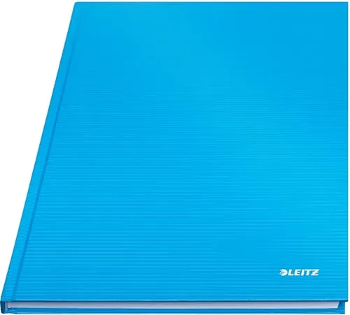 Leitz A4 Notizbuch liniert, 160 Seiten, 80 Blatt FSC zertifiziertes 80 g/m² Papier, Stabiler, kratzfester Hardcover-Einband, Für Büro, Schule oder als Tagebuch, Solid Serie, Hellblau, 46650030