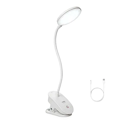 Miady Leselampe Bett Klemmleuchte USB Wiederaufladbare Klemmlampe 3 Helligkeiten Augenschutz Bettlampe mit Touch Dimmbar 360° Flexibel für Lesen, Schlafzimmer, Büro