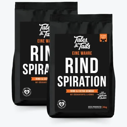 Tales & Tails - Halbfeuchtes Trockenfutter für Hunde (Rind) | Getreidefrei | 2er Pack (4 kg) - Halbfeuchtes Trockenfutter für Hunde mit nur 6 Zutaten. Rind als einzige tierische Proteinquelle sorgt für hohe Akzeptanz und Verträglichkeit. Ideal für eine gesunde Verdauung und voller Energie für den Alltag.
