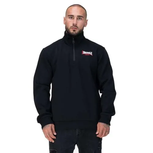 Lonsdale Herren Sweatshirt GRYFFIDAM mit Viertelreißverschluss - Stylisches Sweatshirt in regulärer Passform, aus Baumwolle und Polyester. Mit elastischen Rippbündchen und auffälliger Logo-Stickerei für einen sportlichen Look.