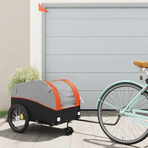Maison Exclusive Fahrradanhänger Schwarz und Orange für 45 kg