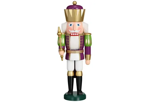 Seiffener Volkskunst Nussknacker König 40 cm - Weihnachtliche Nussknackerfiguren, handgefertigte Holzfigur aus dem Erzgebirge, zeitloses Design und ideales Geschenk für Sammler.
