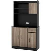 COSTWAY 180 cm Küchenschrank mit Ladestation - Kommode mit extra großem Stauraum, 9 Ablageflächen und integrierter Ladestation für Geräte. Ideal zur Organisation Ihrer Küchenutensilien und zur Optimierung des Raums.