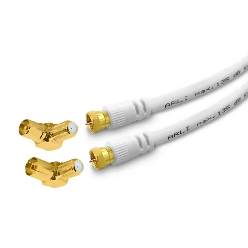 7m TV Antennenkabel Winkel Anschlusskabel 135dB HD Kabel Adapter 4K UHD weiss 3D
