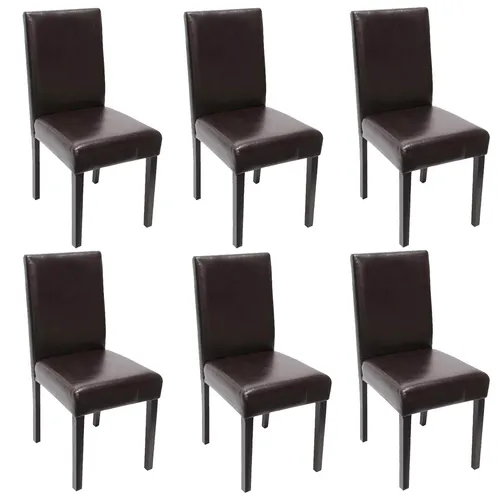Esszimmerstuhl Littau 6er-Set - Hochwertiges Leder, braun - Stühle aus hochwertigem Leder mit gut gepolsterter Sitzfläche und hoher Rückenlehne für höchsten Komfort. Ideal für stilvolle Dinnerabende und verschiedene Bodenbeläge.