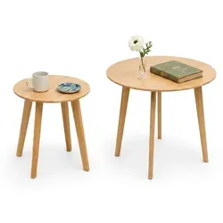 Bambus Beistelltisch rund – vielfältig einsetzbar für Wohnzimmer & Schlafzimmer – Ø 42 cm & Ø 60 cm - Braun - Vielseitiger Beistelltisch aus massivem Bambus, ideal als Ablage für Getränke oder Dekoration. Pflegeleicht und schnell montiert – perfekt für jeden Wohnstil!