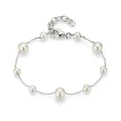 Firetti Silberarmband mit Süßwasserzuchtperle - Made in Germany - Elegantes Armschmuck aus rhodiniertem Sterlingsilber mit verstellbarer Gesamtlänge. Perfekt als Geschenk für besondere Anlässe wie Geburtstage oder Weihnachten.