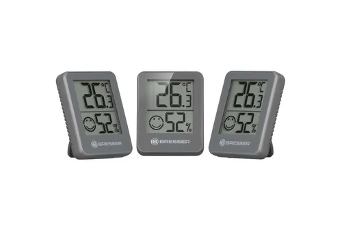 BRESSER Hygrometer ClimaTemp Thermo-Hygro Indikator 3er Set grau