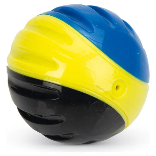 Beeztees Fetch TPR Ball 6,3 cm blau-gelb-schwarz Hundespielzeug mit Quietscher
