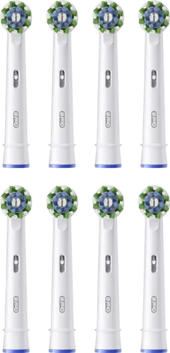 Oral-B Pro Cross Action Weiß (8 Stück) - Ersatzzahnbürsten für gründliche Reinigung - Ersatzzahnbürsten & Ersatzdüsen - 8 Stück für 2 Jahre, mit 2.200 Borsten für optimale Plaque-Entfernung und gesundes Zahnfleisch. Ideal für Oral-B Pro, Vitality, Genius und Smart.