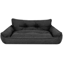 Bjird Tierbett Hundebett Bella - Gestepptes Hundesofa für alle Größen - Hundebetten aus Ökoleinen, pflegeleicht bei 30°C Maschinenwäsche, ideal für kleine und große Hunde, in stilvollem Graphit.