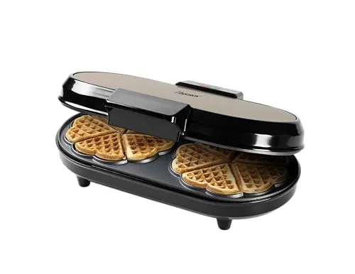 Bestron Doppel-Waffeleisen für Herzwaffeln mit Backampel