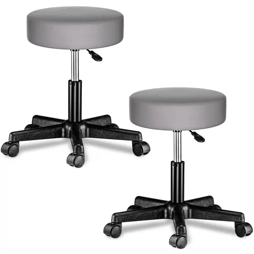 Rollhocker mit Rollen Kunstleder 2er-Set Grau in grau von Deuba