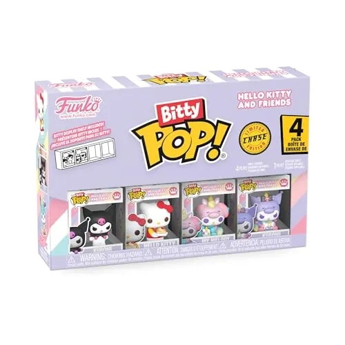 Funko! Bitty POP 4PK Sanrio Kuromi Figur - Sammelset mit 4 detailreichen Funko-Figuren von Sanrio Kuromi. Ideal für Fans und Sammler, perfekt zum Ausstellen oder Verschenken. Bringen Sie Farbe in Ihre Sammlung!