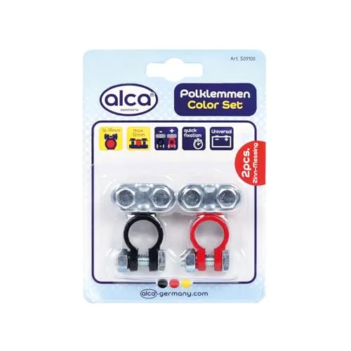 alca® Batterie-Polklemmen Set 2 St. rot/schwarz 6/12 Volt Autobatterie Klemme Batteriepoladapter Anschlussklemme Batteriepolklemme Batterie