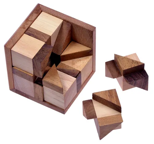Logoplay Holzspiele Spiel, Octagon – 3D Puzzle-Würfel mit Gittermuster Denkspiel mit 8 Würfeln im HolzrahmenHolzspielzeug