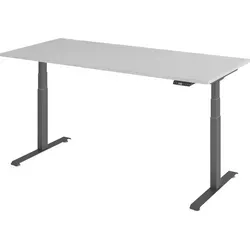 bümö Elektrisch Höhenverstellbarer Schreibtisch, Grau, 180x80 cm - Ergonomischer Kinderschreibtisch mit stufenloser Höheneinstellung von 64,5 cm bis 129,5 cm für gesundes Arbeiten. Robuste Bauweise und leiser 2-Motor-Antrieb sorgen für hohe Funktionalität und Langlebigkeit.